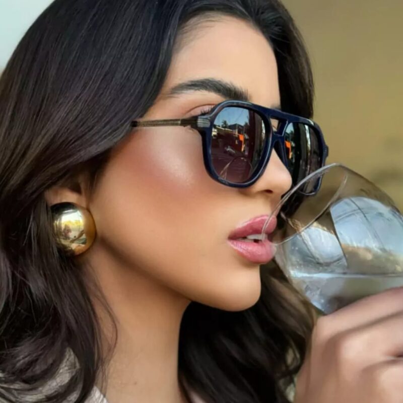 Óculos de sol aviador feminino degrade azul, óculos de sol degrade aviador