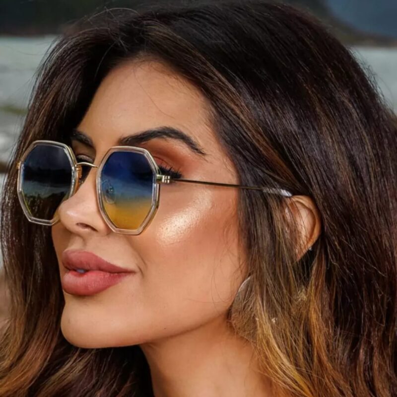 Óculos octagonal metal feminino, óculos feminino metal, óculos feminino
