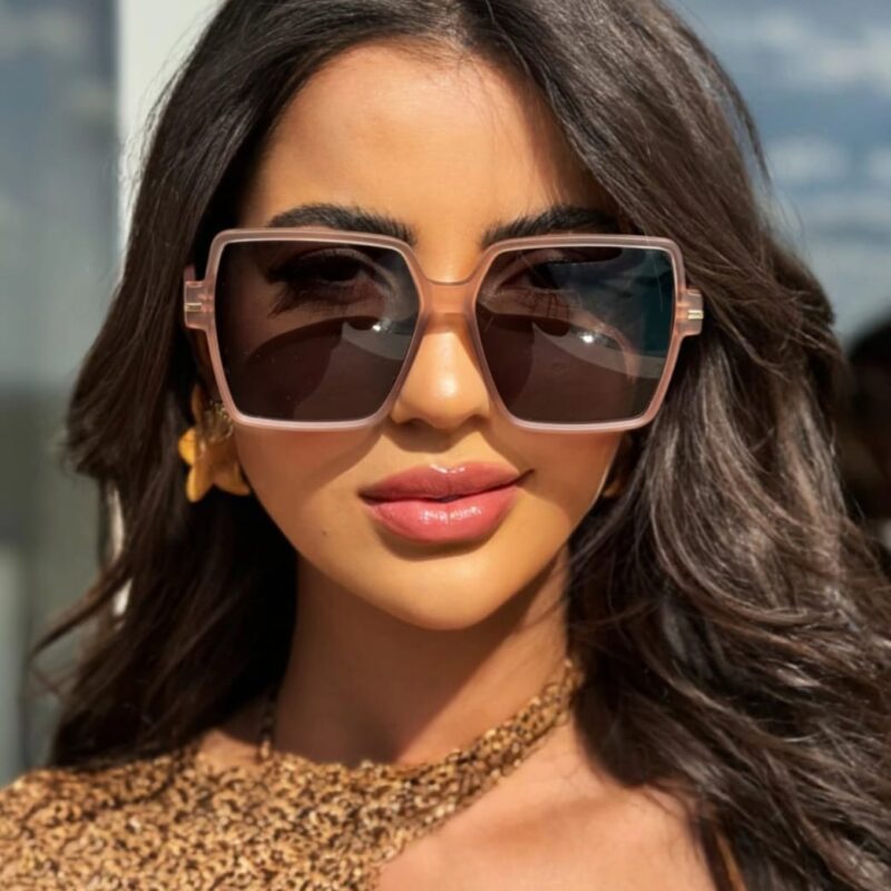 3. Óculos de Sol Polarizado Maxi Quadrado Derika - Preto/Rosa - Acetato (código. 0048)