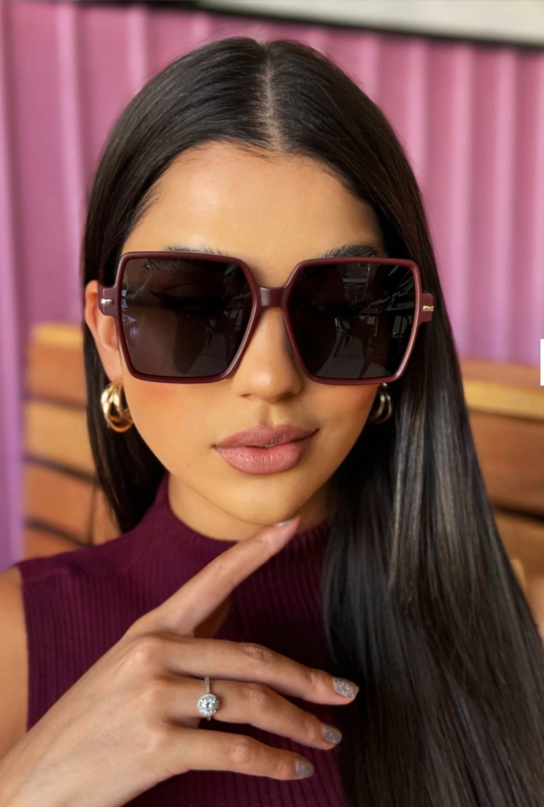 Óculos de Sol Polarizado Maxi Quadrado Derika - Imagem 2