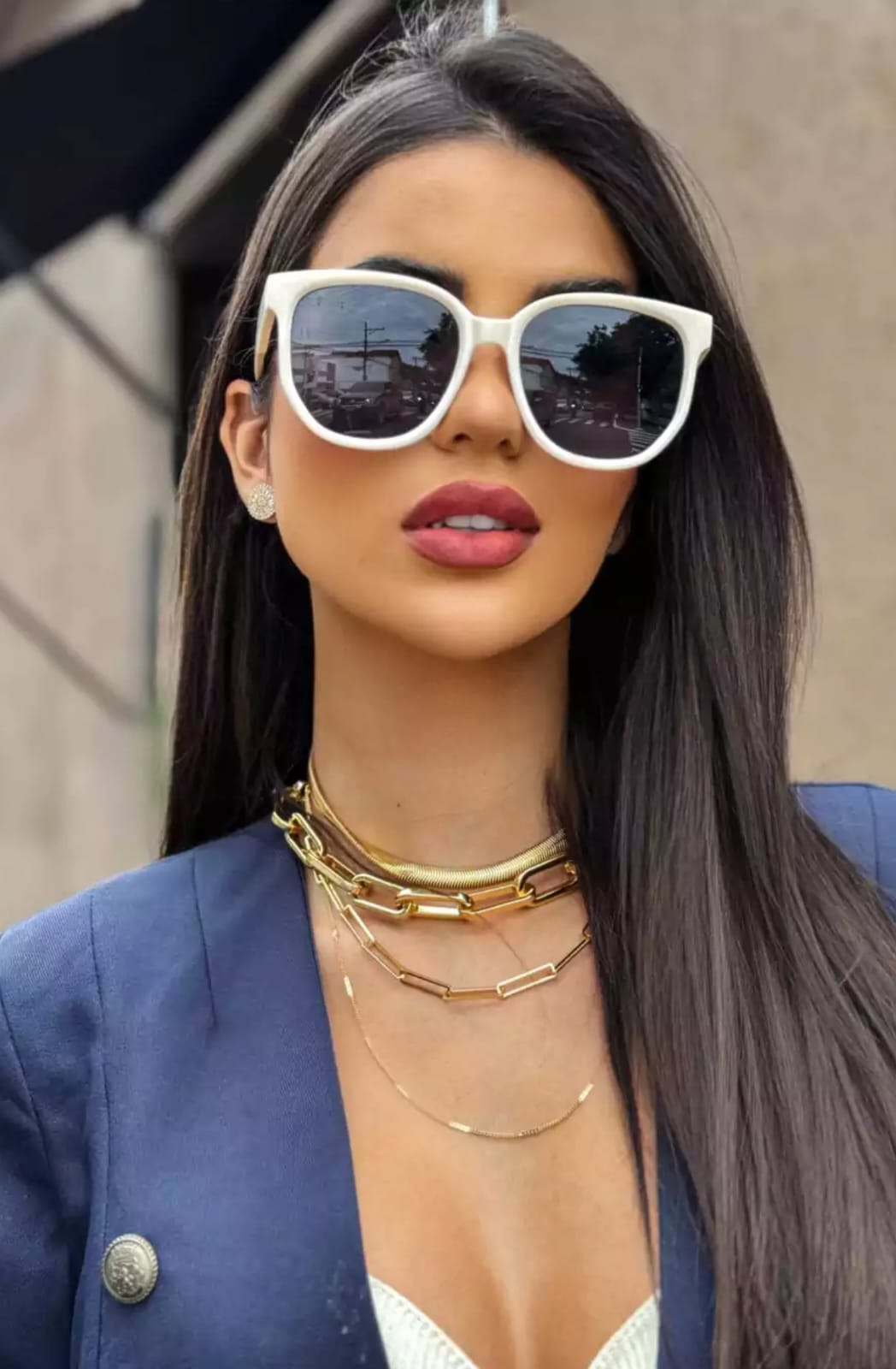 3. Óculos de Sol Redondo Sofia - Creme - Acetato. (Código. 0047)